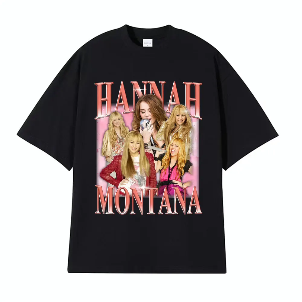 Hannah Montana Vintage 90s Graphic T-shirt Men Women's Clothing Aesthetic High Street T Shirts Cotton Short Sleeve T-shirts