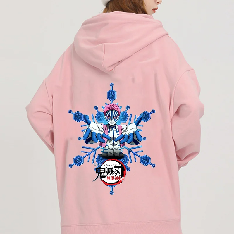 Sudadera con capucha de Demon Slayer Akaza para mujer, jersey de manga larga con estampado de Anime japonés, talla grande