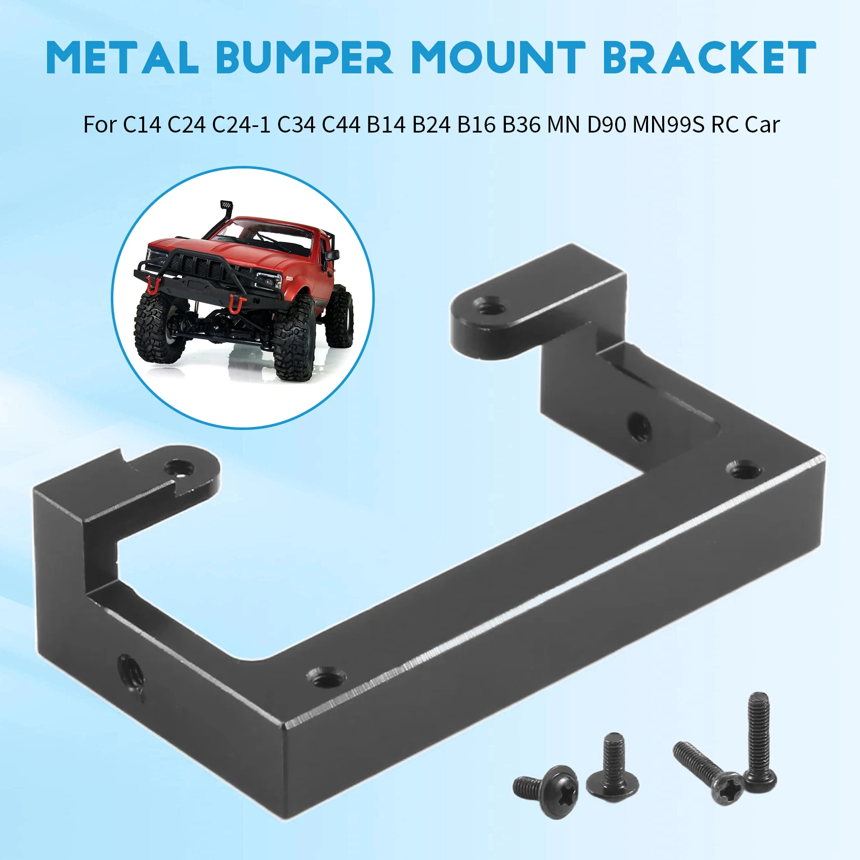 Metalowy wspornik zderzaka do WPL C14 C24 C24-1 C34 B14 B24 B16 B36 MN D90 MN99S RC Car Upgrade Parts, czarny