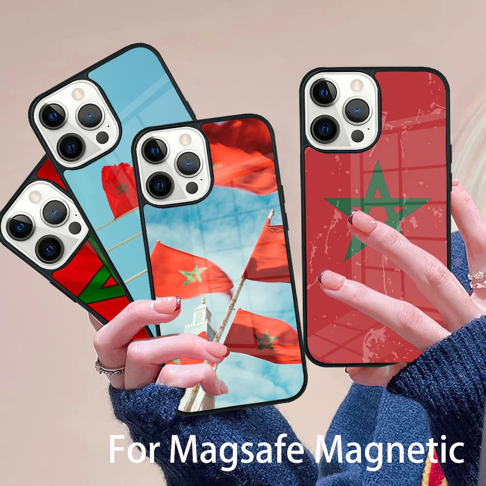 

Maroc Morocco Flag Coat Of Arms Phone Case Magesafe Magnetic Wireless Charge Cover For IPhone 16 11 12 13 14 15 Pro Max Plus