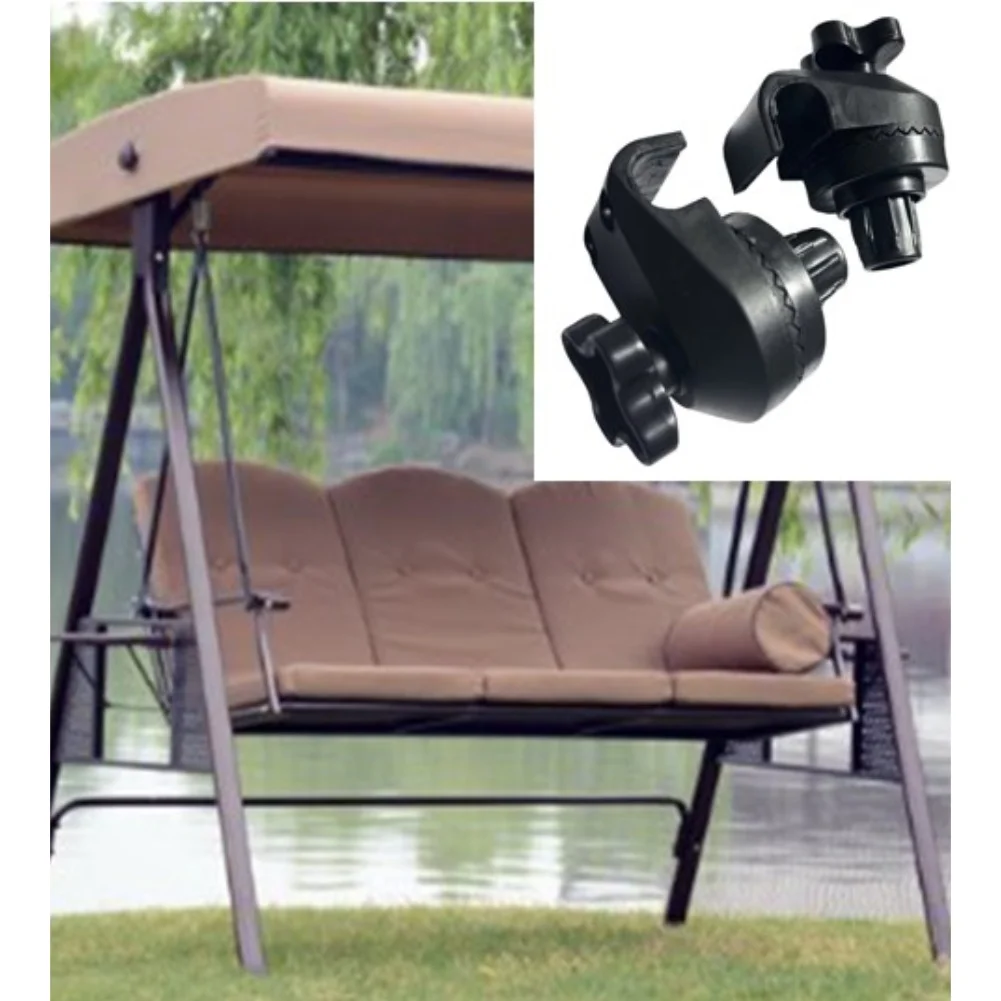 2pcs Garden Swing Canopy Connection Brackets Plastic Fittings for Round Frame Posts and Canopy Frame Integration