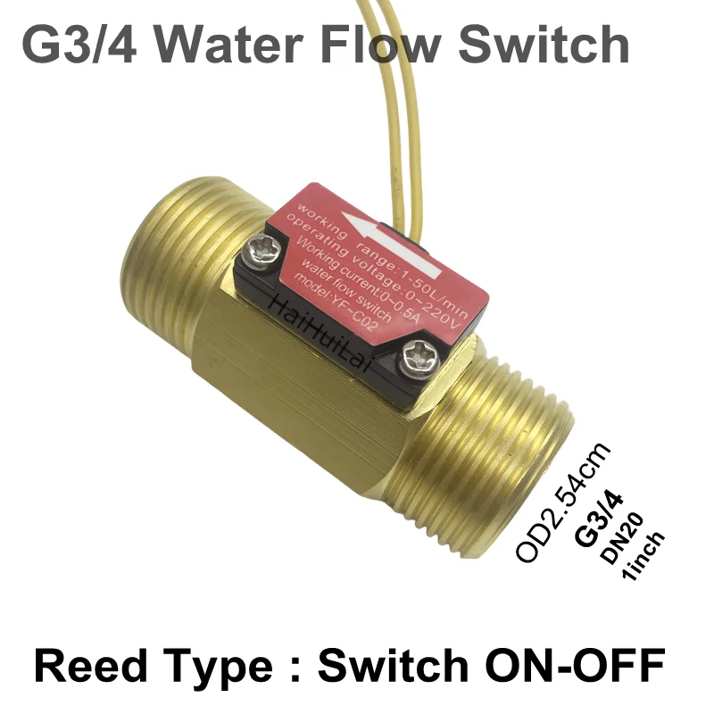

G3/4" Magnetic brass Flow Switch reed switch ON-OFF Normally Open type