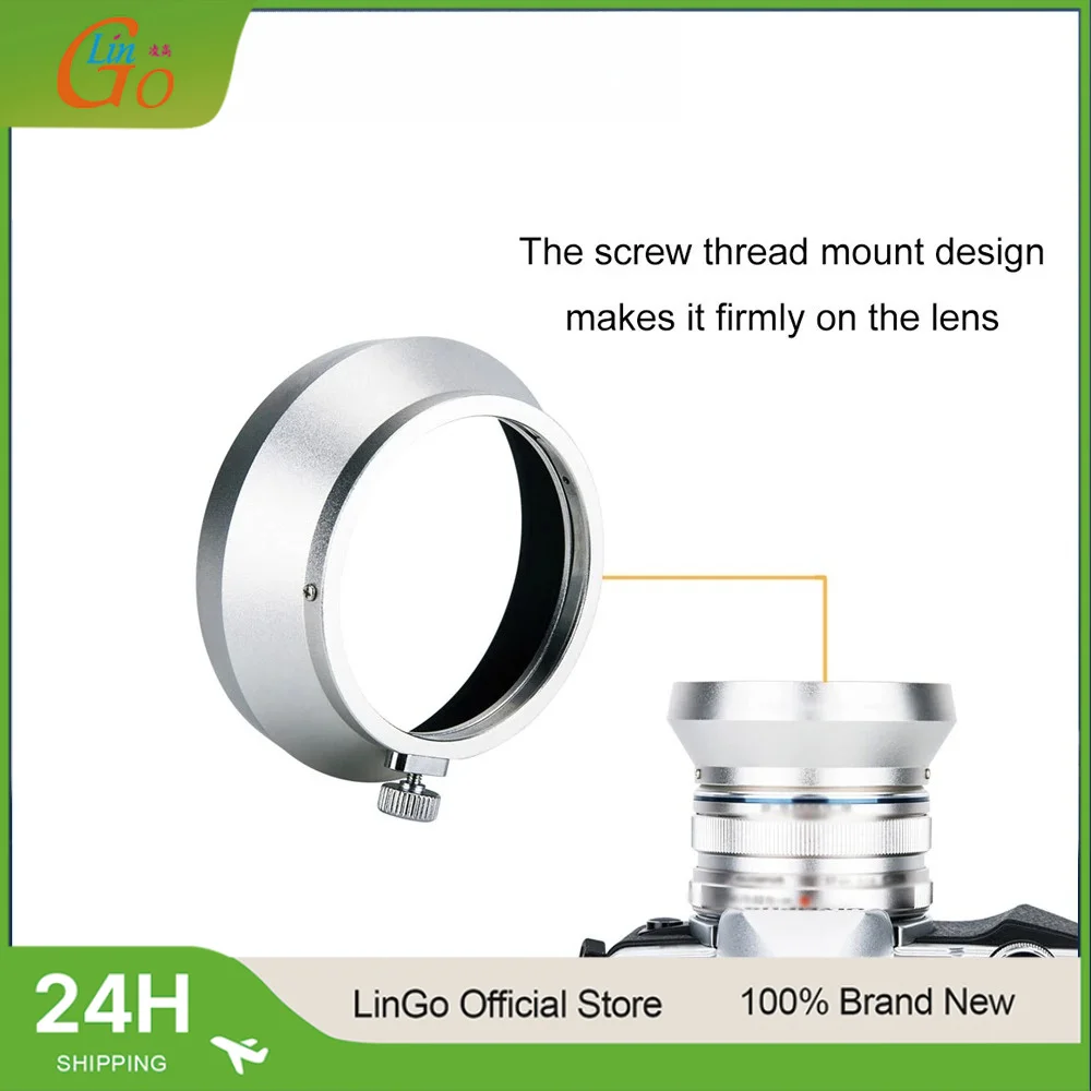 Lin Go Metal Lens Hood Replaces For Olympus LH-48B M. Silver Camera Accessories Cameras Adapter Ring Replaces