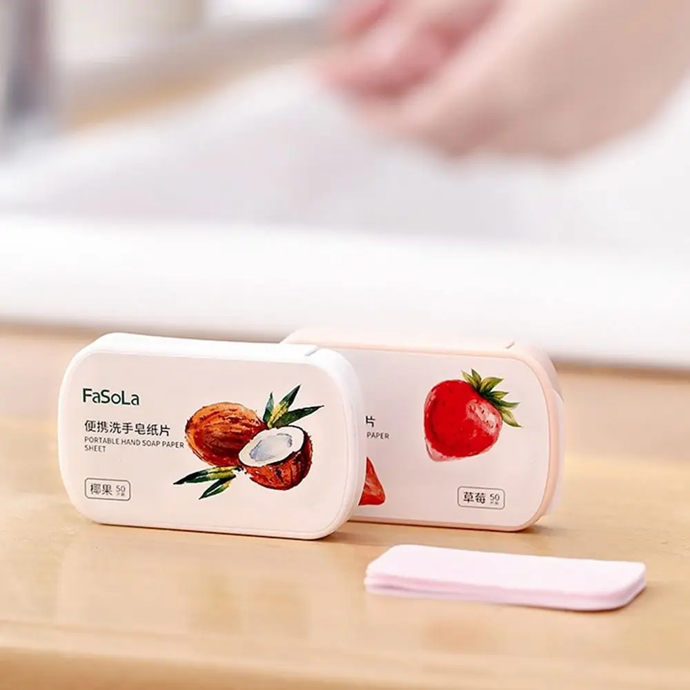 

100 Slice Travel Supplies Strawberry Portable Hand Care Cleaning Paper Soap Scented Soap Papers Disposable Hand Washing