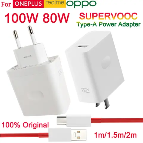 Per Oneplus Caricatore originale da 100 W Supervooc Adattatore da viaggio di ricarica super veloce per Oppo Find X6 X5 Realme
