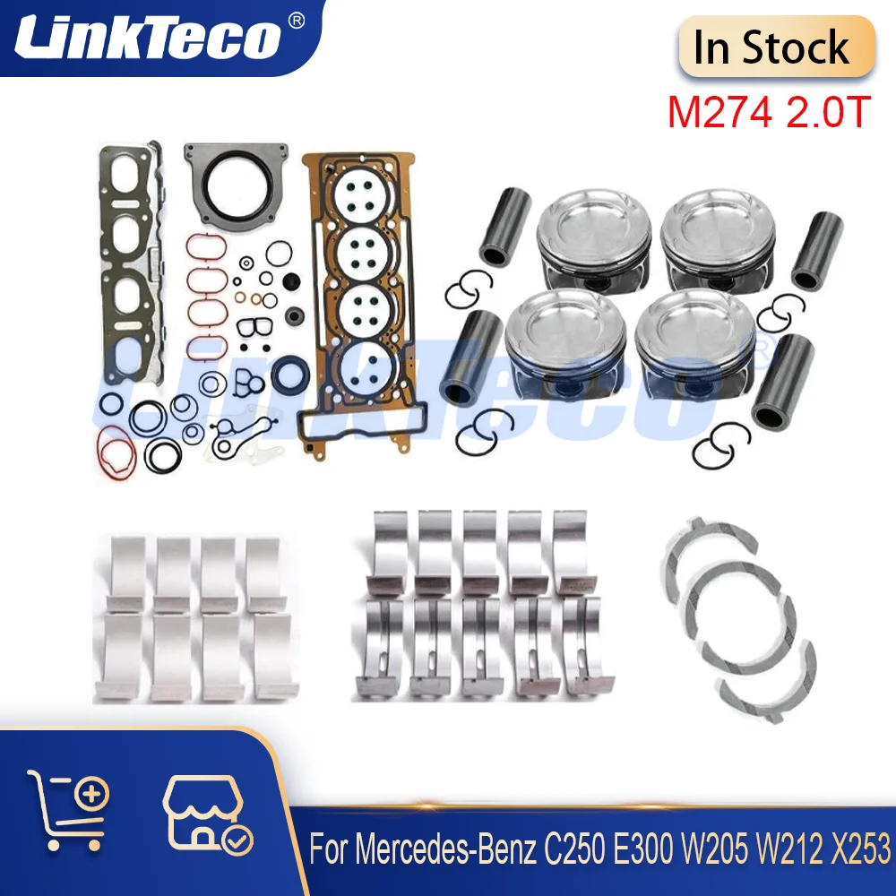 Engine Rebuild Head Gasket Set Piston & Rings Bearing Fit M274 2.0 T For Mercedes-Benz C250 C300 W205 SLC300 V250 C350 E250 2.0T