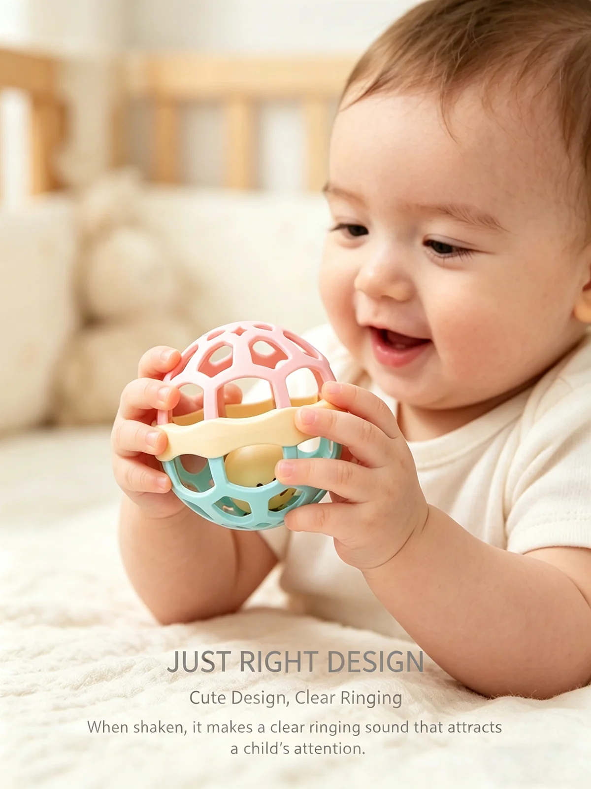 Baby Toys 0 12 Months Rotating Rattle Ball Grasping Activity Baby Development Toy Silicone Teether Baby Sensory Toys for Babies