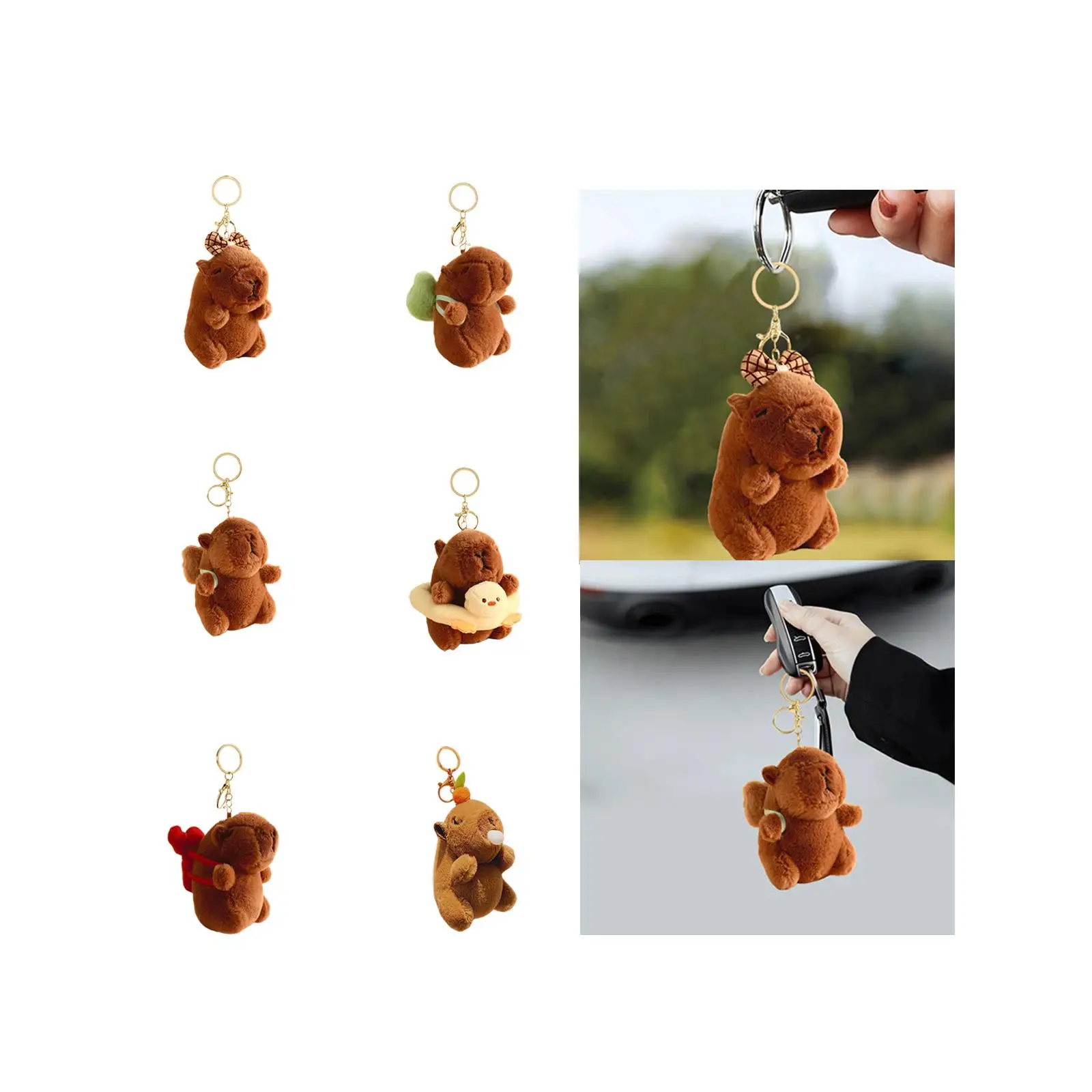 Capybara Plush Keychain Toy Funny Portable Backpack Doll Pendant Capybara Pendant for Children Boys Girls Adults Creative Gifts