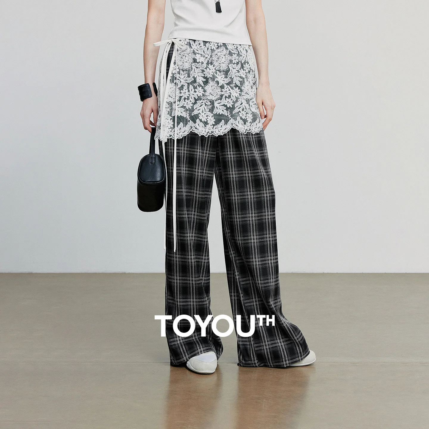 

TOYOUTH White Fashion Lace-up Lace Mini Skirt 2025 Autumn New Fashionable Layered One Piece Apron Wrap Skirt