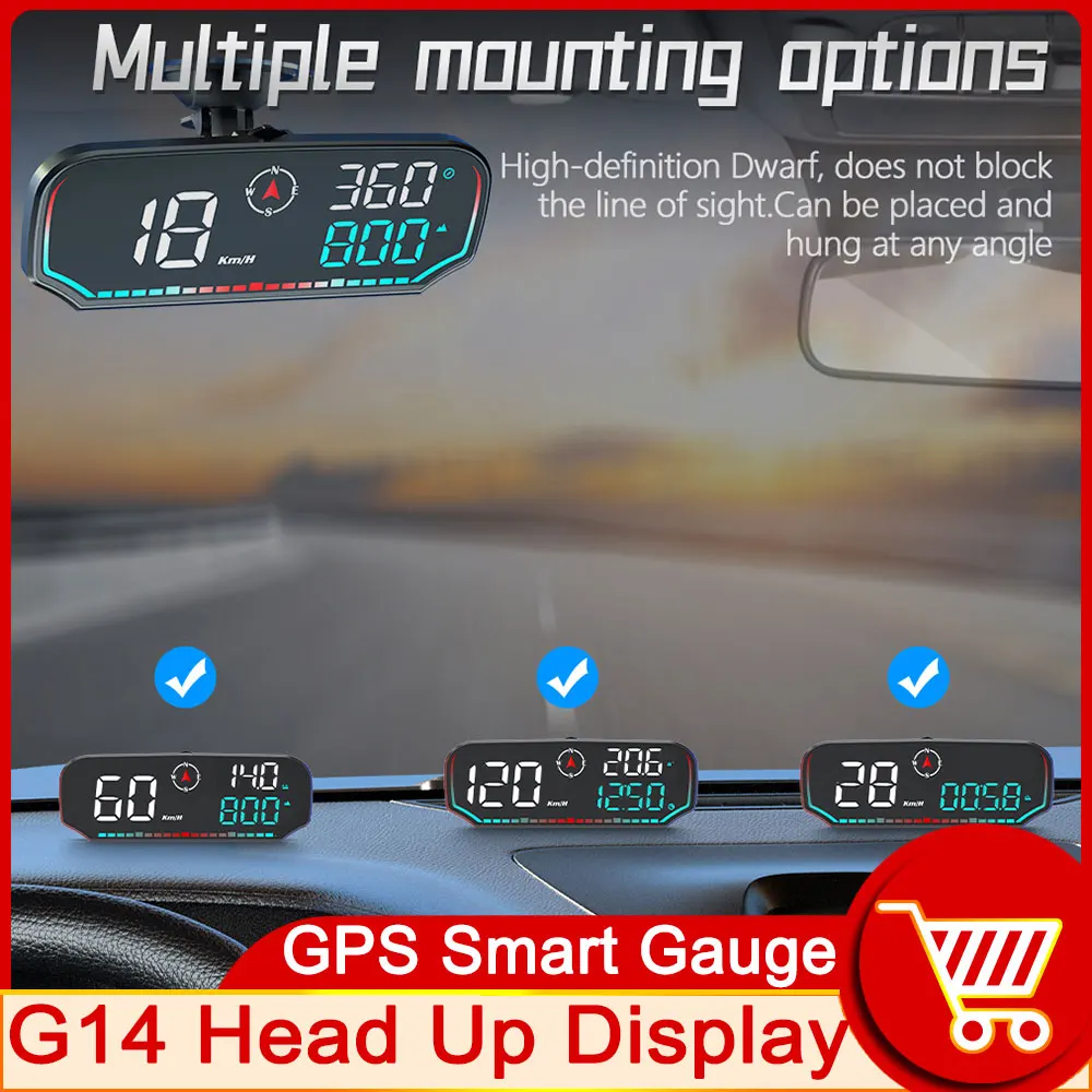 

GPS-Спидометр G14 для HUD, цифровой дисплей с поддержкой скорости, спутникового времени, электронные аксессуары для всех автомобилей