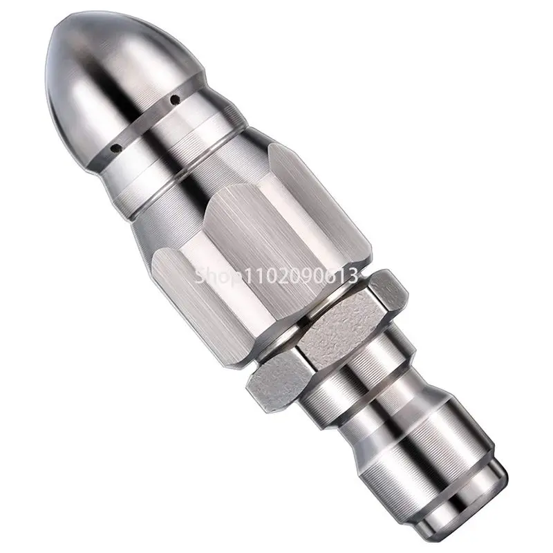 1/4inch Stainless Steel Pressure Washer Drain Sewer Cleaning Pipe Jetter Spray Quick Plug Drain Hose Nozzle Back Wear Resistance