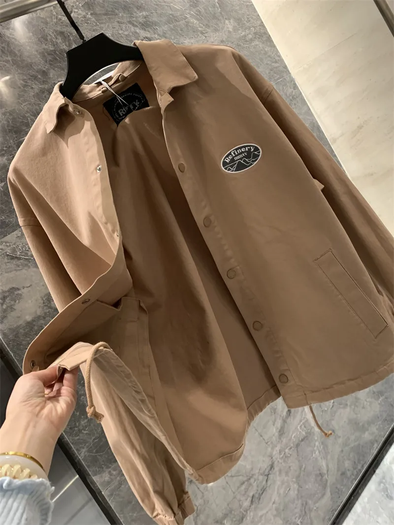 European Style Casual Long Sleeve Collar Men's Shirt Jacket Breathable Organic Cotton Spring Fashion Button Front Coat