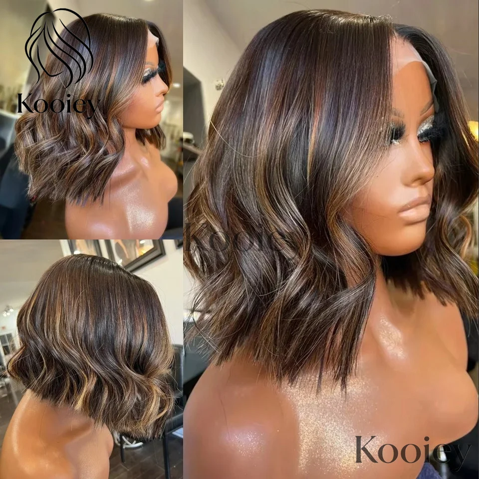 

# Парик-каре 4/30 Highlight Short Body Wavy Bob с кружевной основой 13x6/360, предварительно выщипанный, с шелковым верхом 5x5 и отбеленными узлами