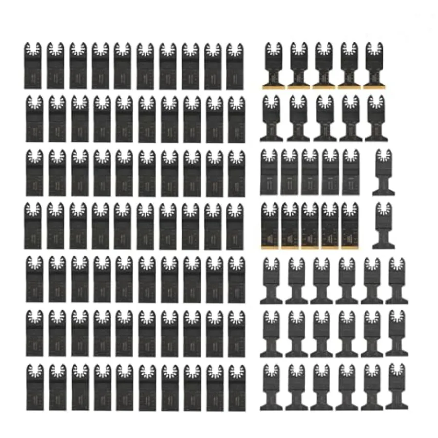 

110Pcs Oscillating Tool Blades Kit Titanium Japanese-Tooth Compatibility with Most of Oscillating Multi-Tools Cuts Wood Metal P