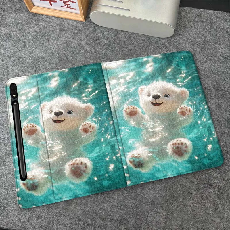 

Cute Polar Bear Swim Gift For Samsung Galaxy Tab S10 S9 S8 S7 FE Lite Soft Flexible Support Tablet Case
