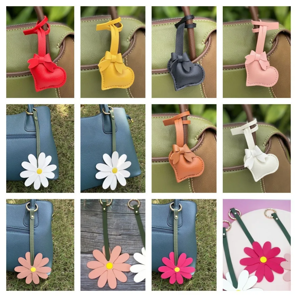 جديد بلون القلب حقيبة قلادة لينة ديزي الحب حقيبة جلدية قلادة Bowknot على شكل قلب حقيبة سلسلة مفاتيح السيارة