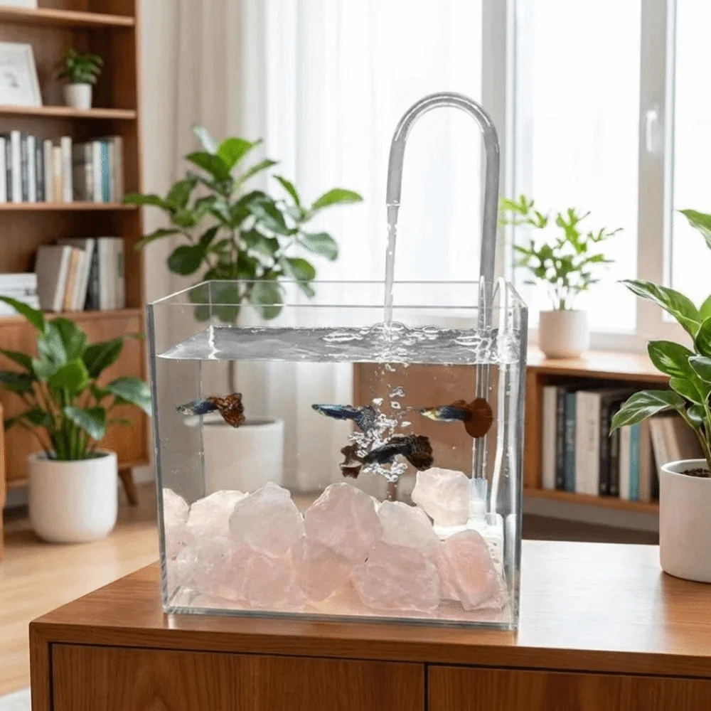 Mini Fish Tank Water Pump Silent Suction Cup Fish Tank Aerator Energy Saving U Shape Tube Submersible Pump Rockery Fountain
