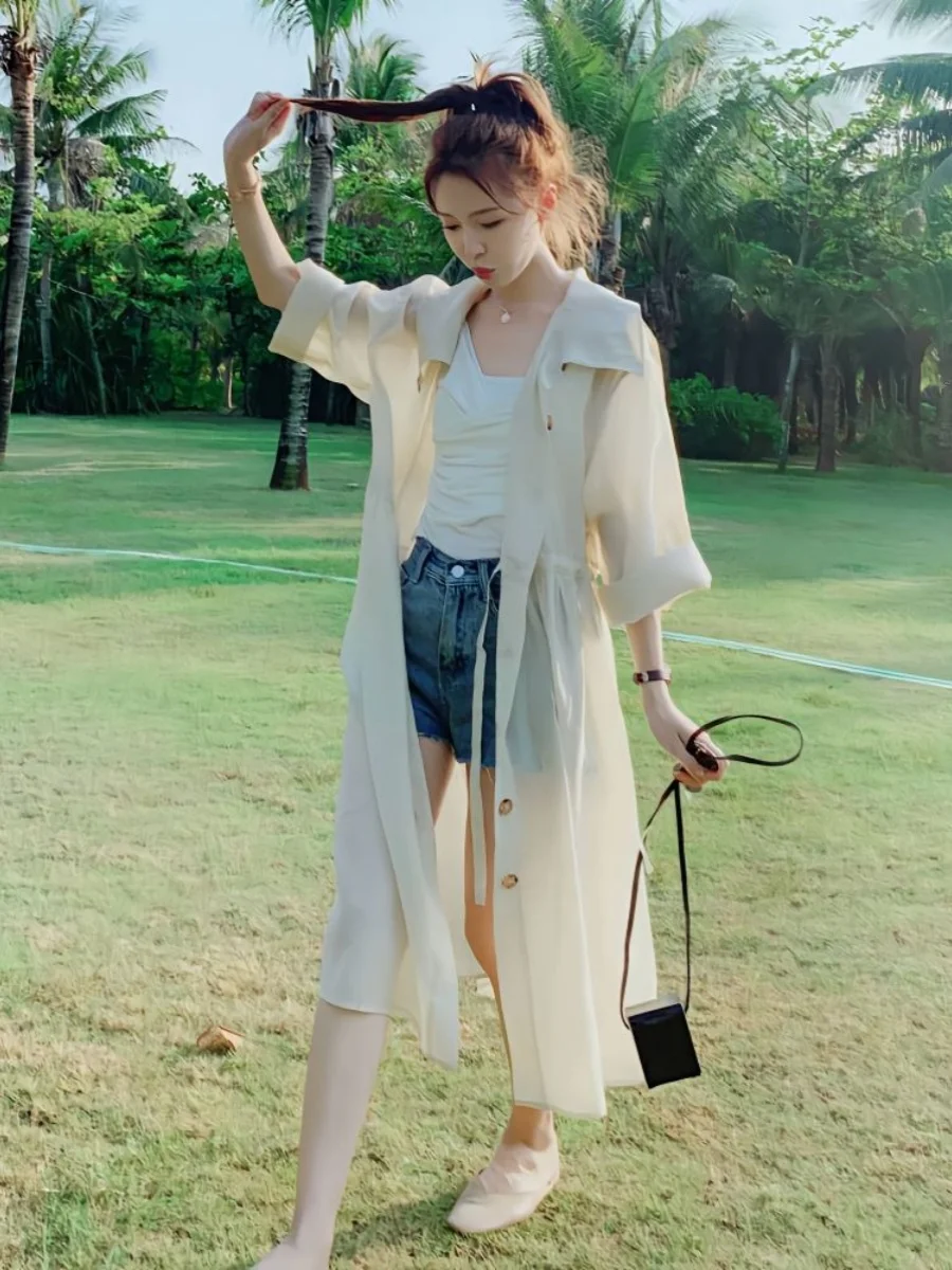 

Женский летний легкий длинный кардиган-накидка Ultra-Fairy Air Conditioning для пляжа и защиты от солнца