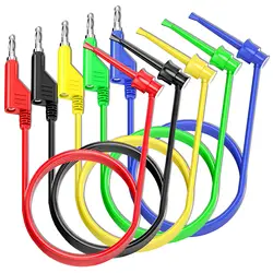 Banana to Hook Test Leads 5PCS 4mm Stackable Banana Plug to Test Hook Clips Flexible Testing Cable Wires