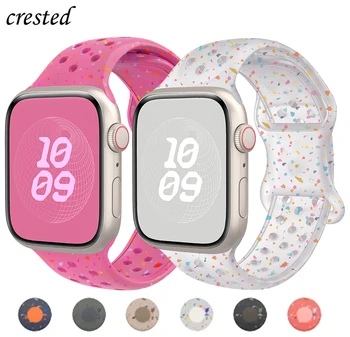 Sport Silicone Strap for Apple watch band 40mm 41mm 45mm 44mm 46mm 49mm 42mm Breathable bracelet iwatch Series 10 9 8 SE Ultra 2