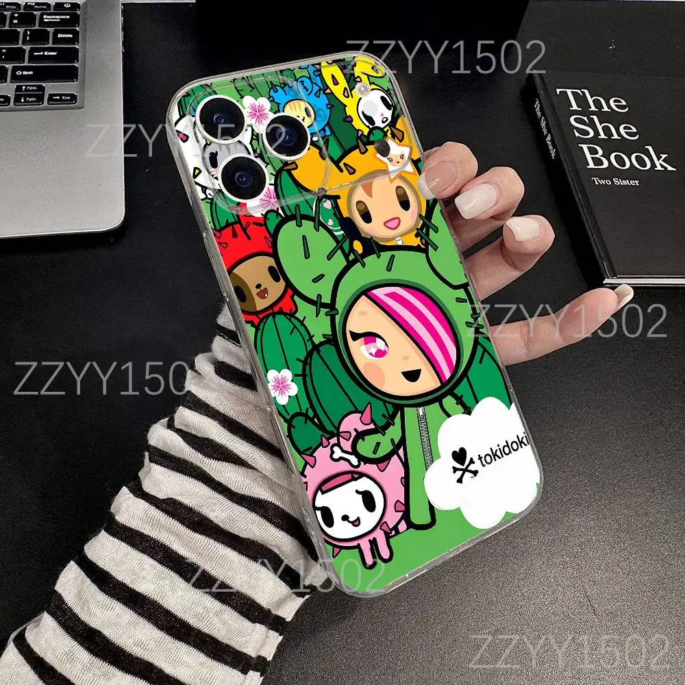 حافظة هاتف T-Tokidokis اليابانية على الموضة لهواتف iPhone 17,16,15,14,13,12,11 Pro,Max,Plus,X,XS,XR,SE4,E Mini شفافة ناعمة