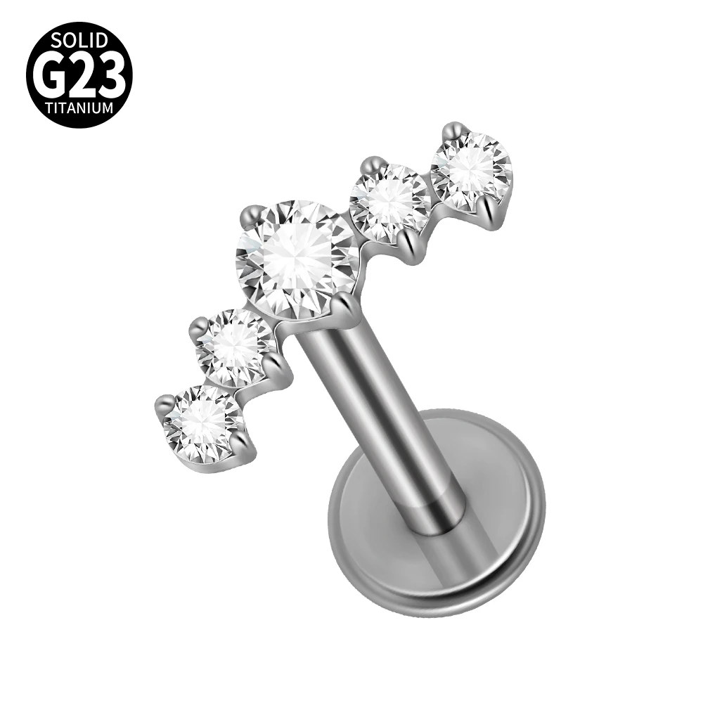 G23 Titanium Clear CZ Gem Labret & Lip Stud