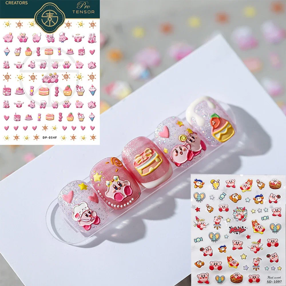 Kirbys Stickers Cute Anime Cartoon Star Character Design Nail Decals Thin Tough/3d Relief Manicure Nail Art Decor Exquisite Gift