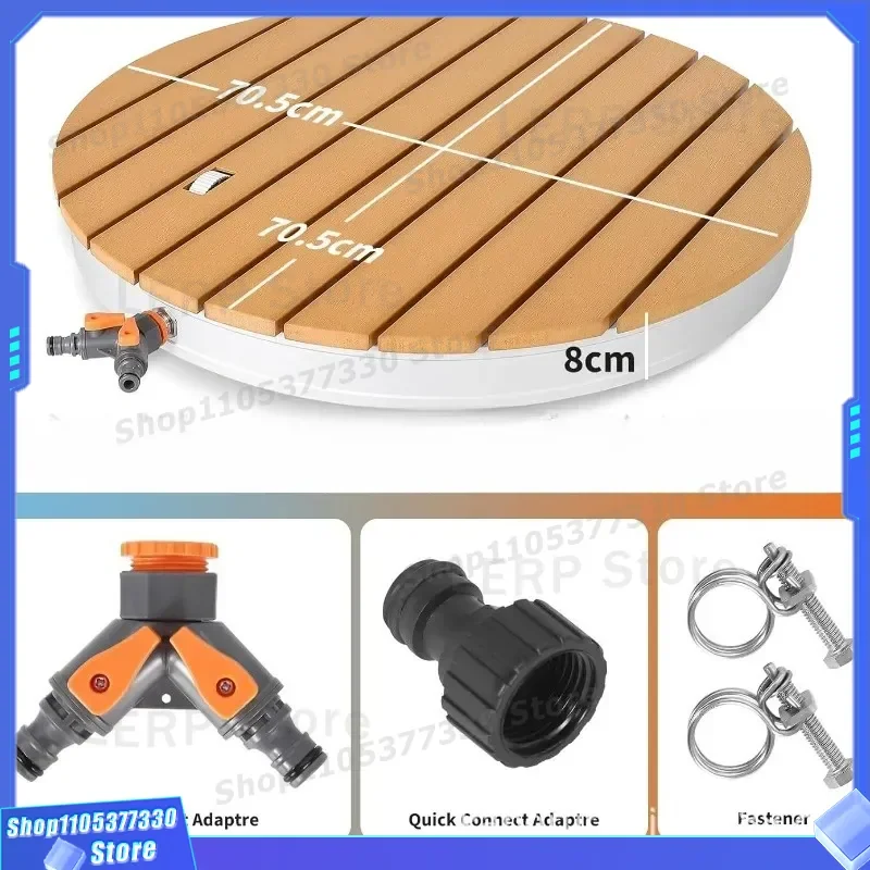 4m Tall Round Wood Finish Garden Fountain with Casters Weatherproof Floor Spray Shower for Outdoor Patio Decoration Use