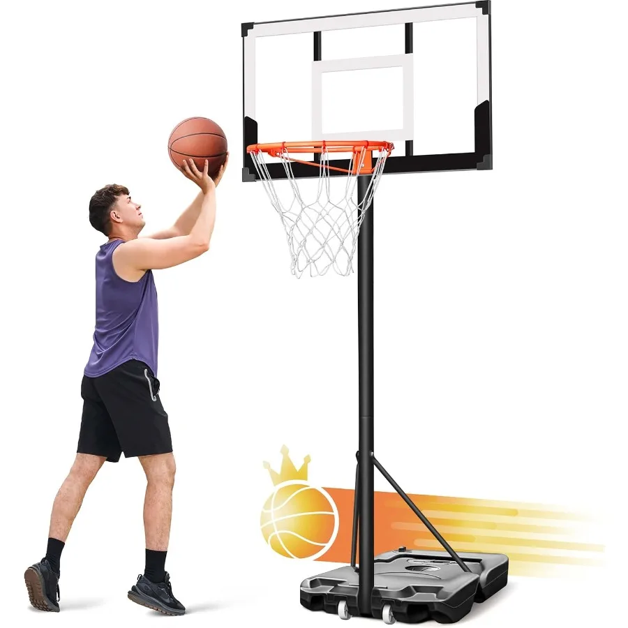 Портативное баскетбольное кольцо для улицы, 3,310 футов, 5s, регулируемое с небьющимся щитом, 40, увеличенное основание 44 дюйма для взрослых и взрослых