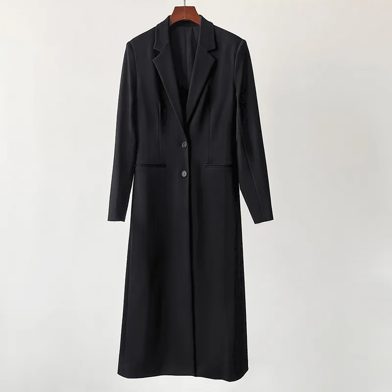 

Sleek, Elegant, And Stylish Suit-Style Collar Tapered Long Trench Coat