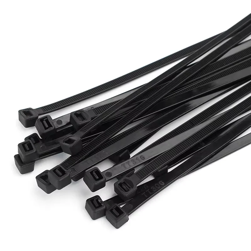 100 Self-Locking Plastic Nylon Cable Ties, 100 Black Cable Ties, Fixed Ring-Style Cable Ties, Zip-Style Fasteners, Nylon Cable Tie Set
