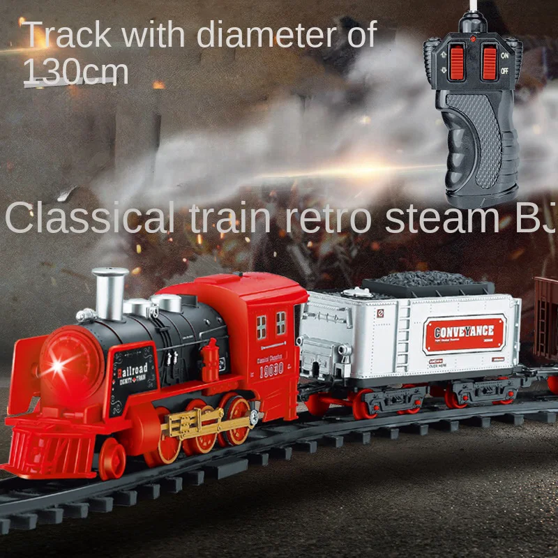 2023 Newest Electric Dynamic Steam RC Track Train Set Simulation Model Toy For Children Rechargeable Children Remote Control Toy