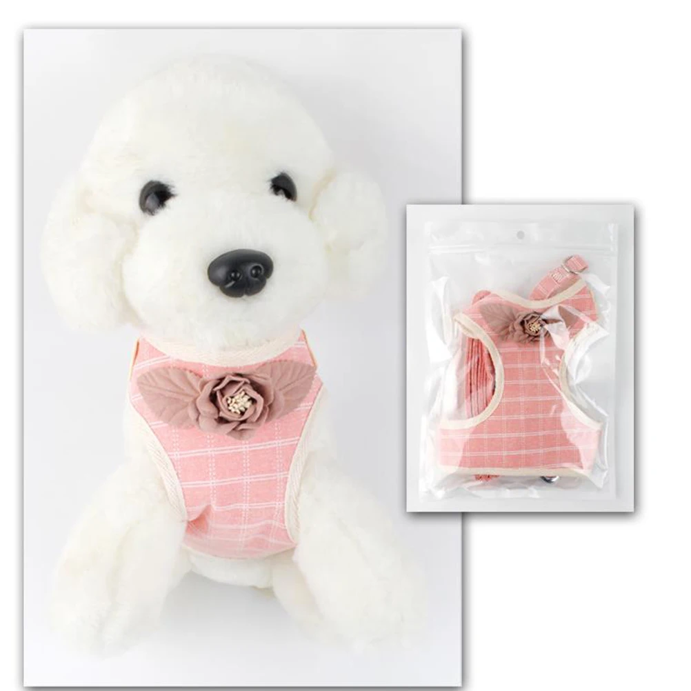 

Adorable Pet Chest Strap Durable Dog Leash Harness Stylish Collar Breathable Puppy Vest Pull Rope Pink Size S M Most Dogs