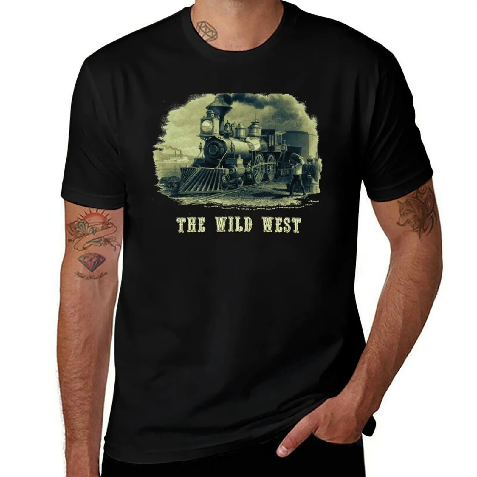 Wild West Vintage Steam Train T-Shirt anime figures graphic t shirt vintage mens cotton t shirts