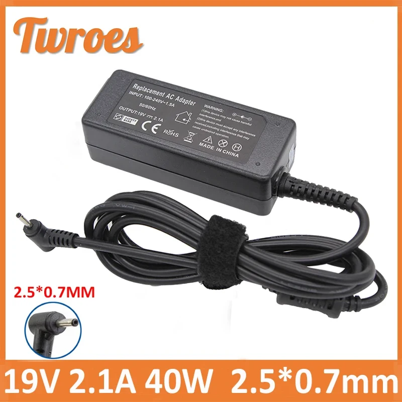 40W 19V 2.1A 2.5*0.7mm Laptop Charger Adapter For ASUS Eee 1001PX B D 1005HA B E 1001PQD 1015PX 1008 HA X101CH 1201 1025 1215B