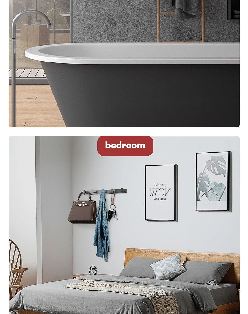 Bad Hardware Robe Haken Matte Schwarz/Gun Grau Farbe Wand Montiert Kleidung Kleiderbügel Handtuch Lagerung Raum Aluminium FR203 – Detail 9