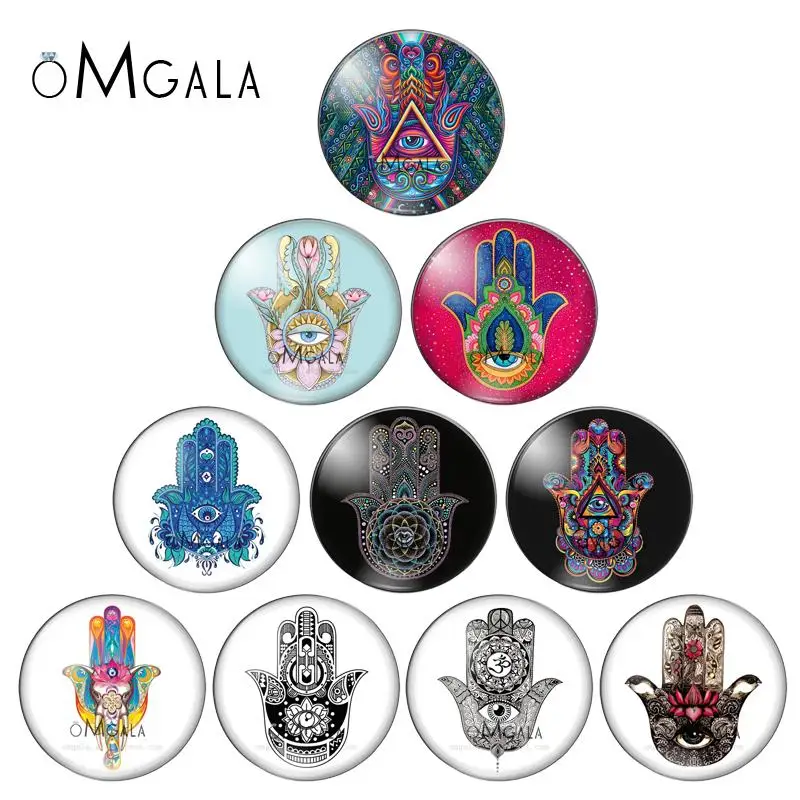 Cabujón de cristal redondo de mano de Fátima, accesorio para hacer fotos, 0mm, 12mm, 14mm, 16mm, 18mm, 20mm, 10 unidades