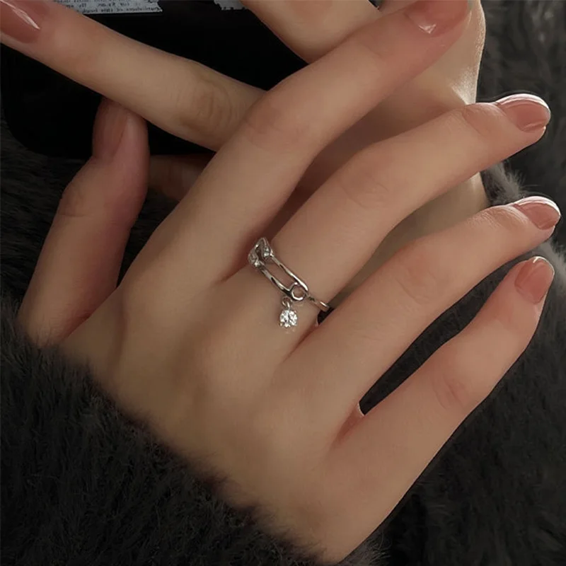 Foxanry Zircon Pendant Pin Geometric Rings For Women New Fashion Simple Creative Personality Party Jewelry Accessories Gifts
