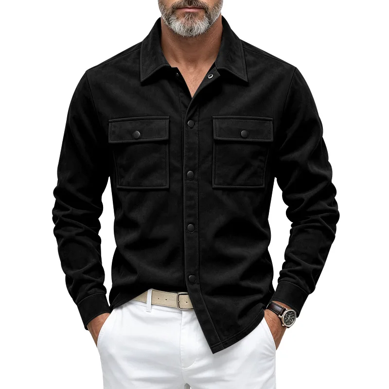 2026 Herren-Wildlederjacke und -hemd für Herbst und Winter, Arbeitskleidung mit geradem Schulteransatz, mehrfarbige Oberbekleidung, modisches Hemd! – Detail 16