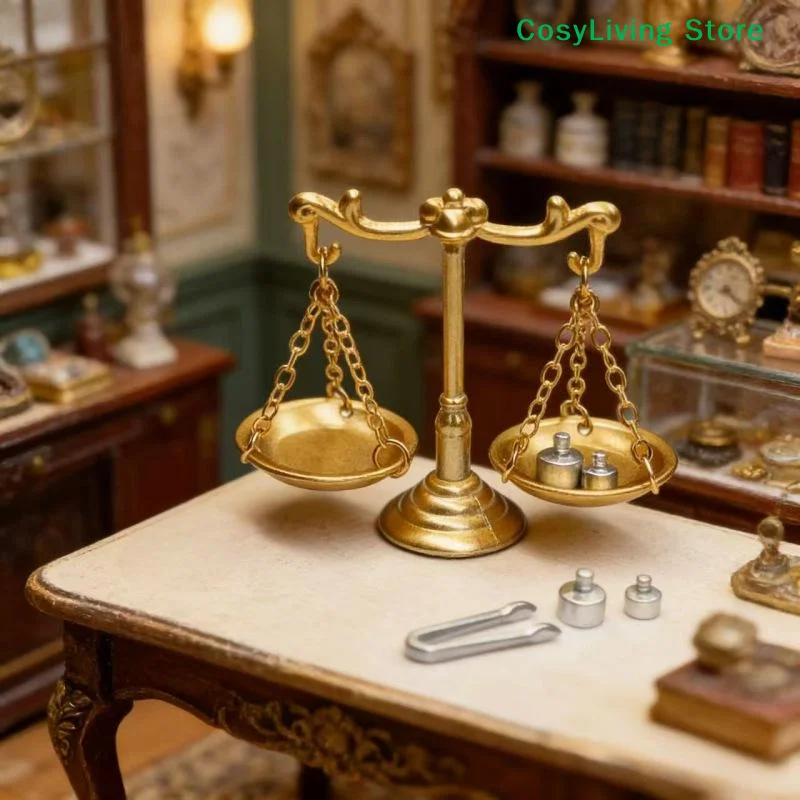 [CL]Mini Retro Scales Justice Scale Model Miniature Balance Scale Model Decor Micro Scene Photos Prop[CL]
