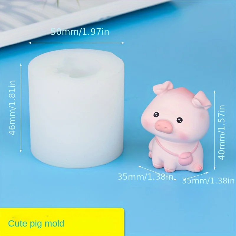 4pcsCute Pig Mold with Different Shapes，Silicone Mold Set Animal Shape，Soft and Elastic，Perfect for Resin、Wax and Clay Making