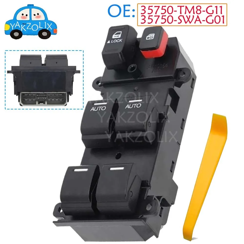 

For Honda CRV CR-V 2008 2009 2010 2011 Master Driver Side Electric Power Lifter Window Switch Button 35750-TM8-G11 35750-SWA-G01