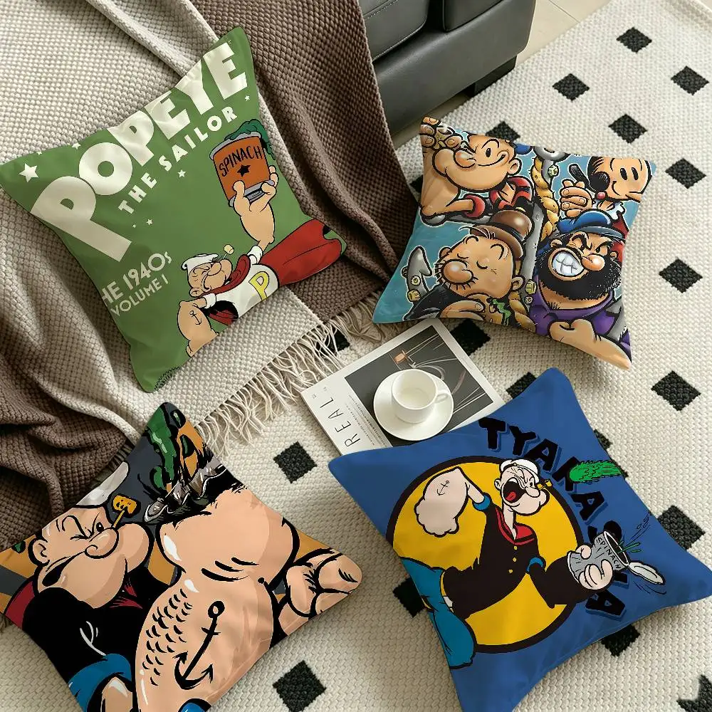 P-PopeyeS The S-Sailor cartoon Pillow Covers Cartoon Sofa Decorative Home Double-sided Printing Short Plush Cute Cushion Cover
