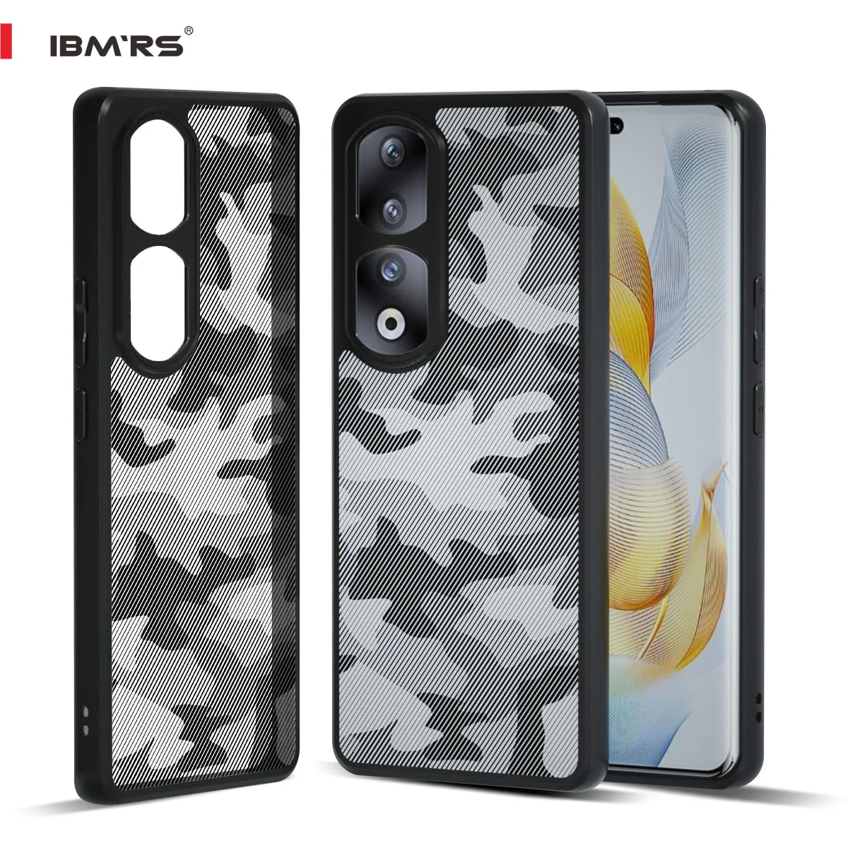

IBMRS for Honor 90 Pro Camo Case, Shockproof Cover, PC+TPU Dual Layer Heavy Duty Armor