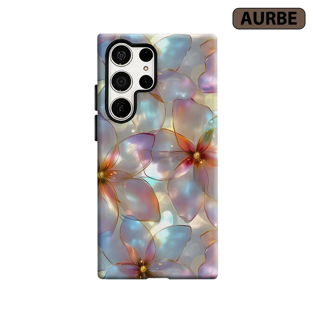 Iridescent Flower Phone Case For Samsung Galaxy S26 S25 S24 S23 Ultra Plus HD Hard Double Layer Film Cover