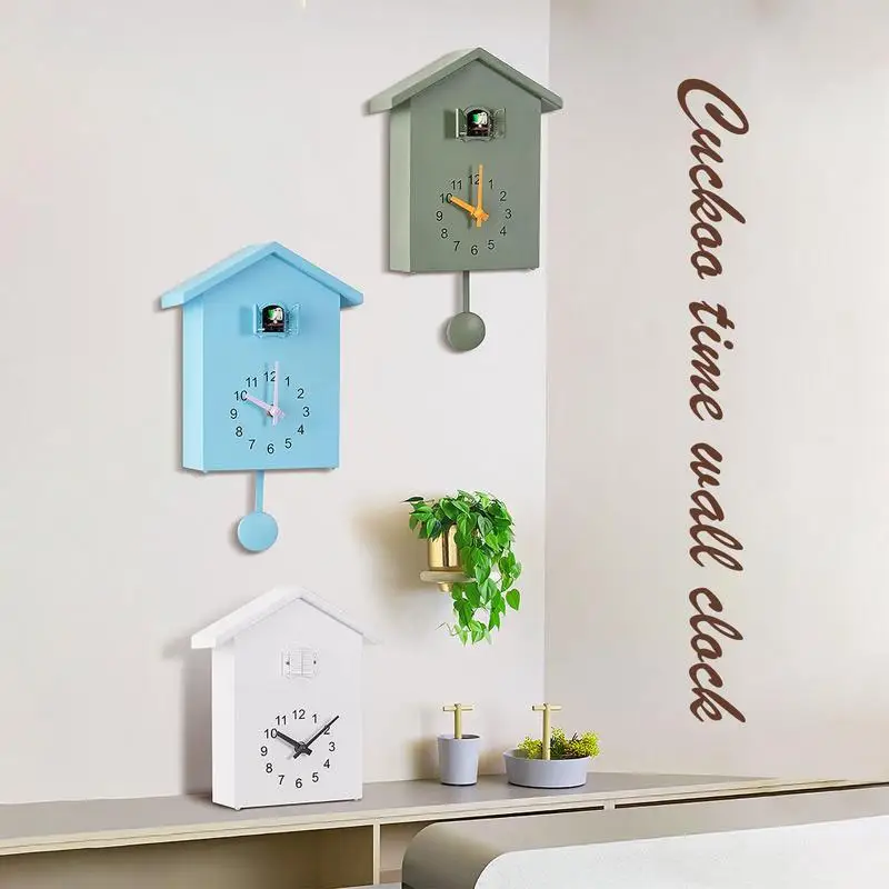 Cuckoo Wall Clock With Pendulum Bird Tweeting Sound Clock Timed Alarm Wall Decor Cuckoo Clock For Home Living Room Decoration