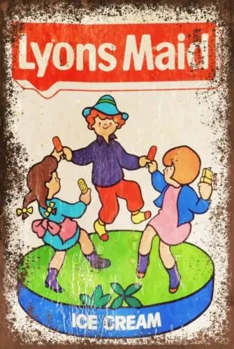 Lyons Maid Ice Cream and Lolly Advert Retro Vintage Style Metal Sign, cafe, pub
