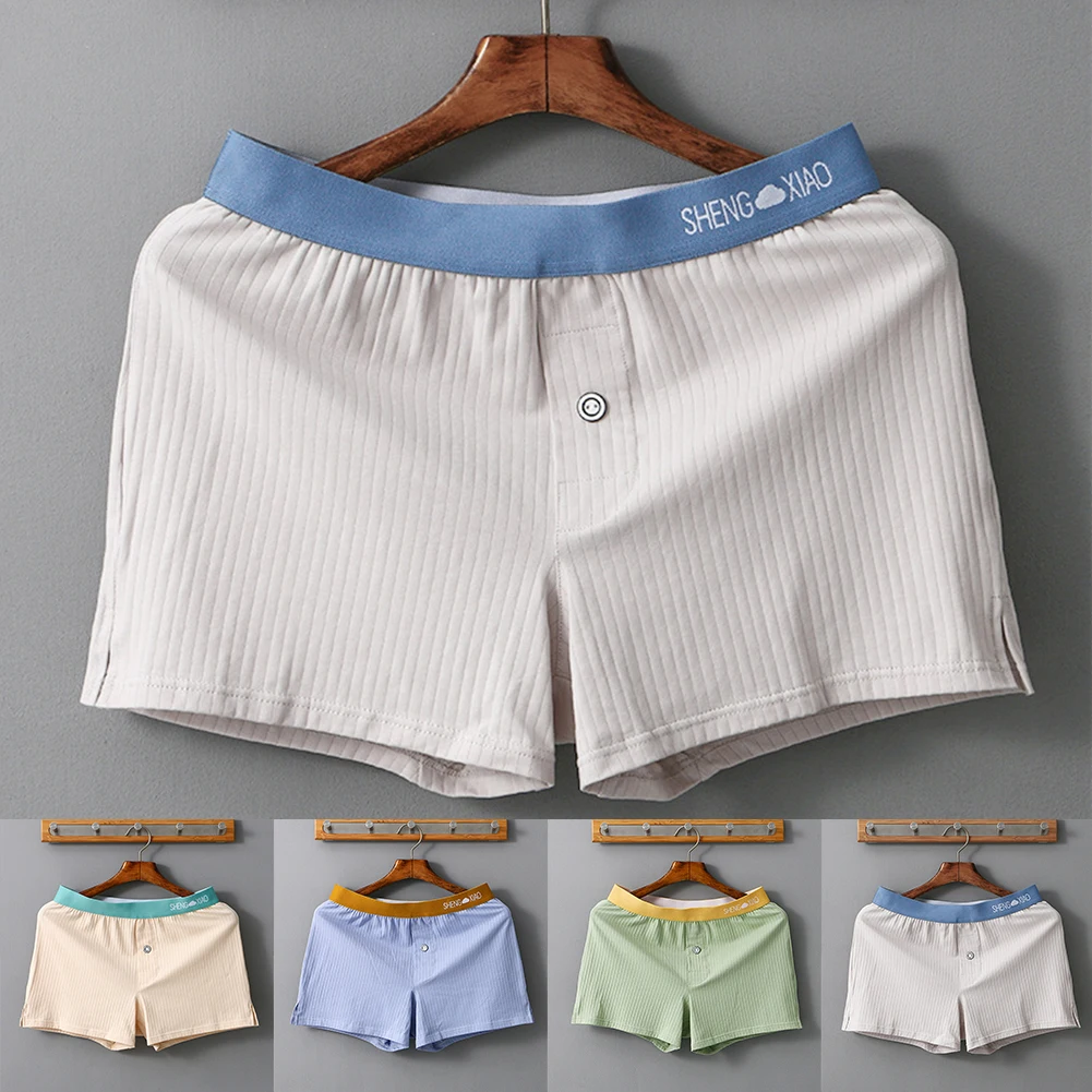 Men Cotton Breathable Looses Shorts Underwear Middle Waist Underpants Trunks Homewear Simple Aro Pants Male Shorts