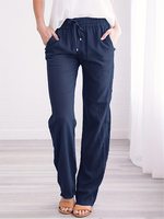 plus Size 5XL Women's Chic Solid Straight Leg Pants Loose Lace up Pleated Trousers Spring Summer Fall Casual Wide Leg Trousers