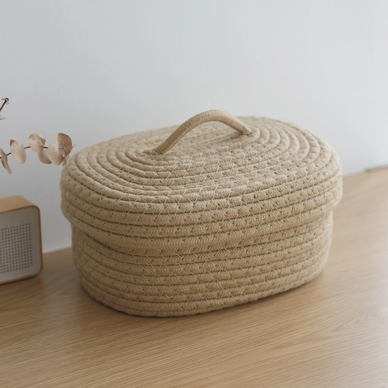 

Простая хлопковая нить ручной работы, корзина для хранения одежды, косметики, иглы и нитки для закусок, домашняя пылезащитная коробка для хранения